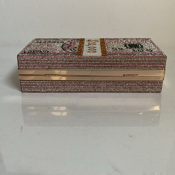 Money Clutch Rhinestone Purse $10,000 Stack of Cash - Picture 5 of 15